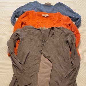 LOFT Women's Sweaters in Blue, Orange, and Gray